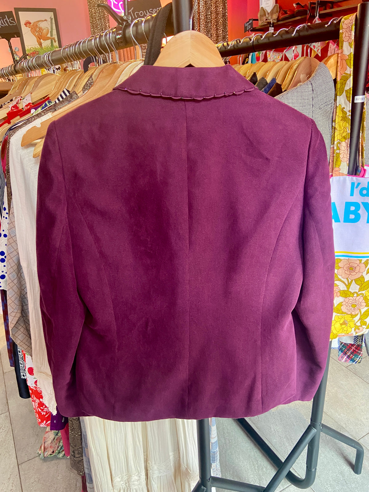 1980’s Purple Velvet Jacket with Rainbow Bead Detailing