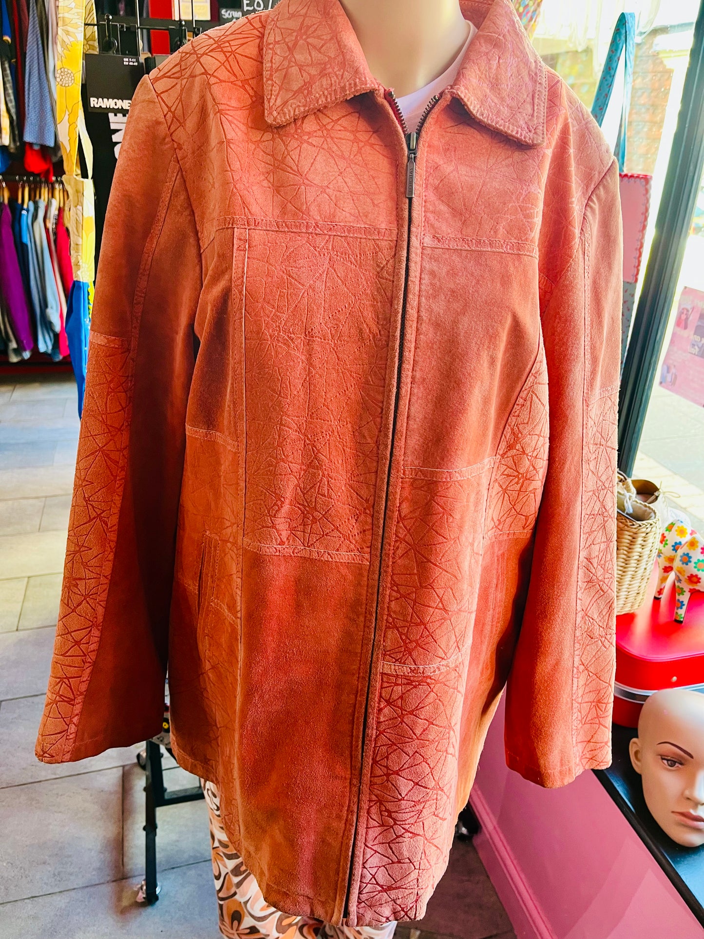 1970s Vintage Orange Suede Jacket