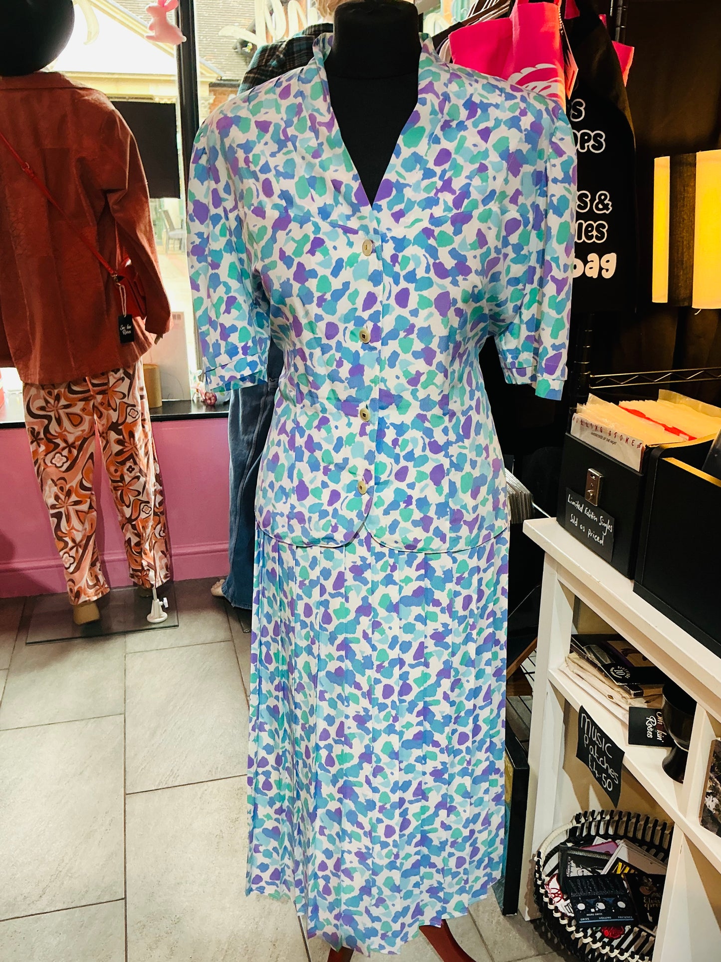 1980s Vintage Sommermann Matching Blouse and Skirt Set