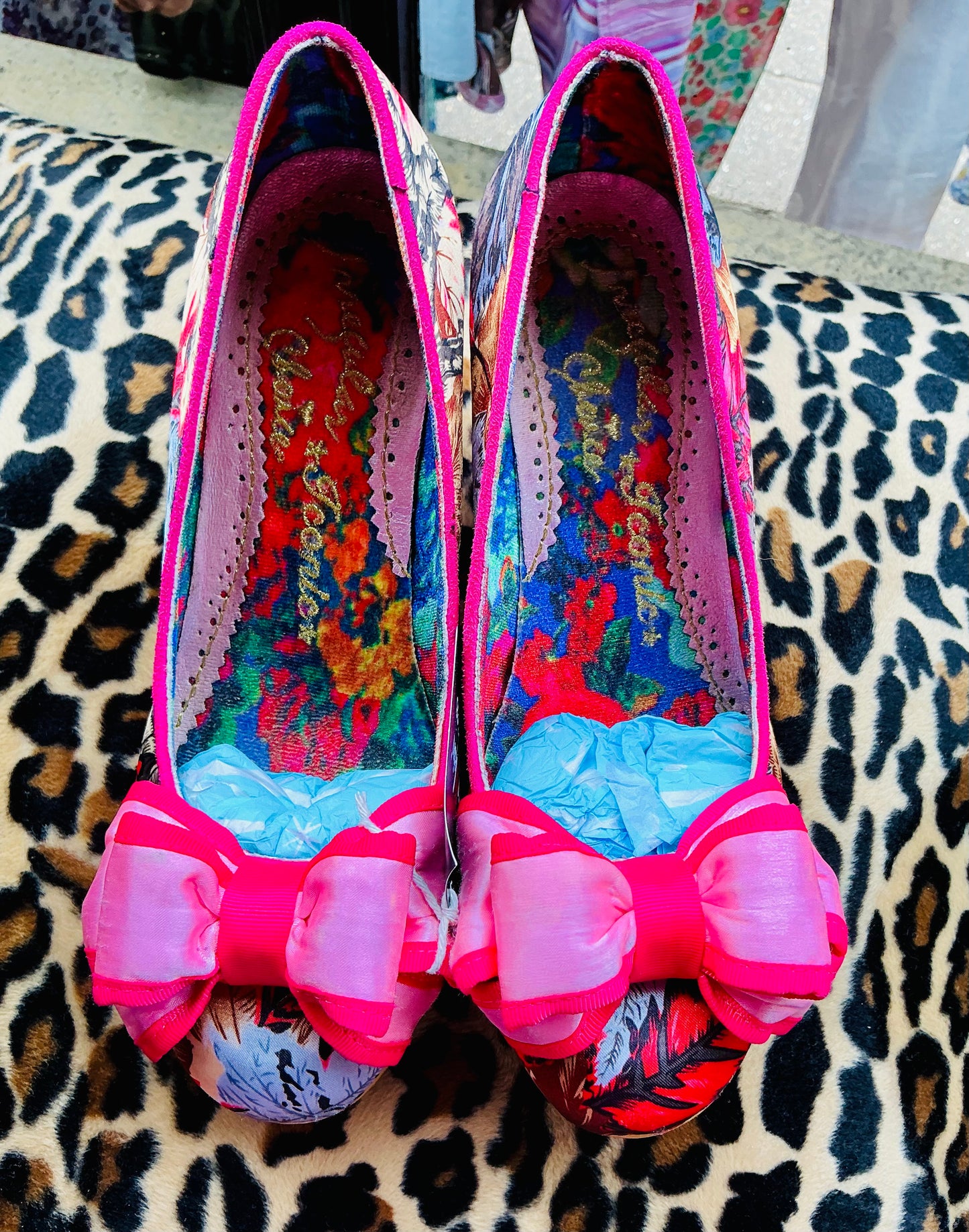 Irregular Choice Pink Glittery Bow Kitten Heels