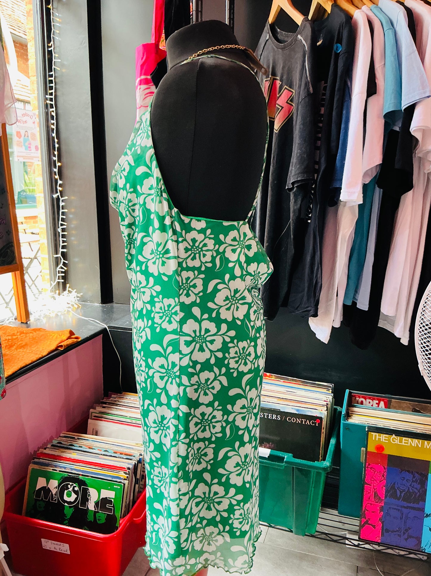 Green Retro Floral Mini Dress