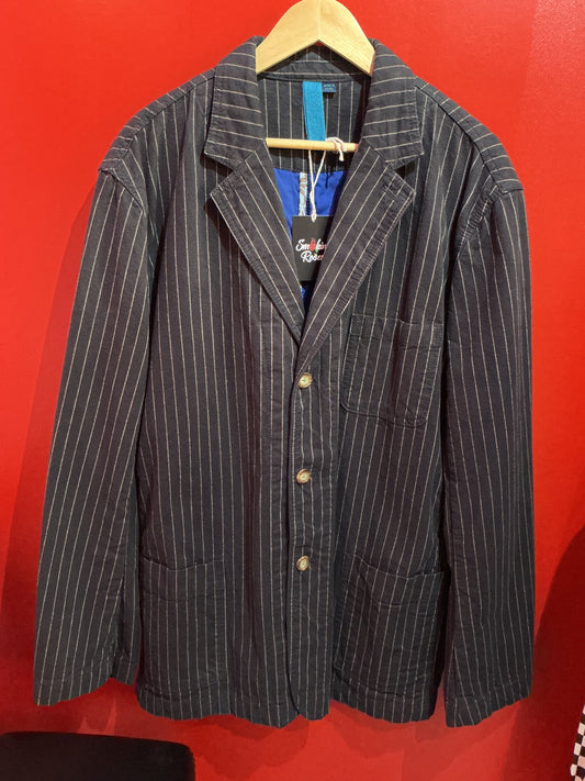 Boden Black Pinstriped Cotton Blazer
