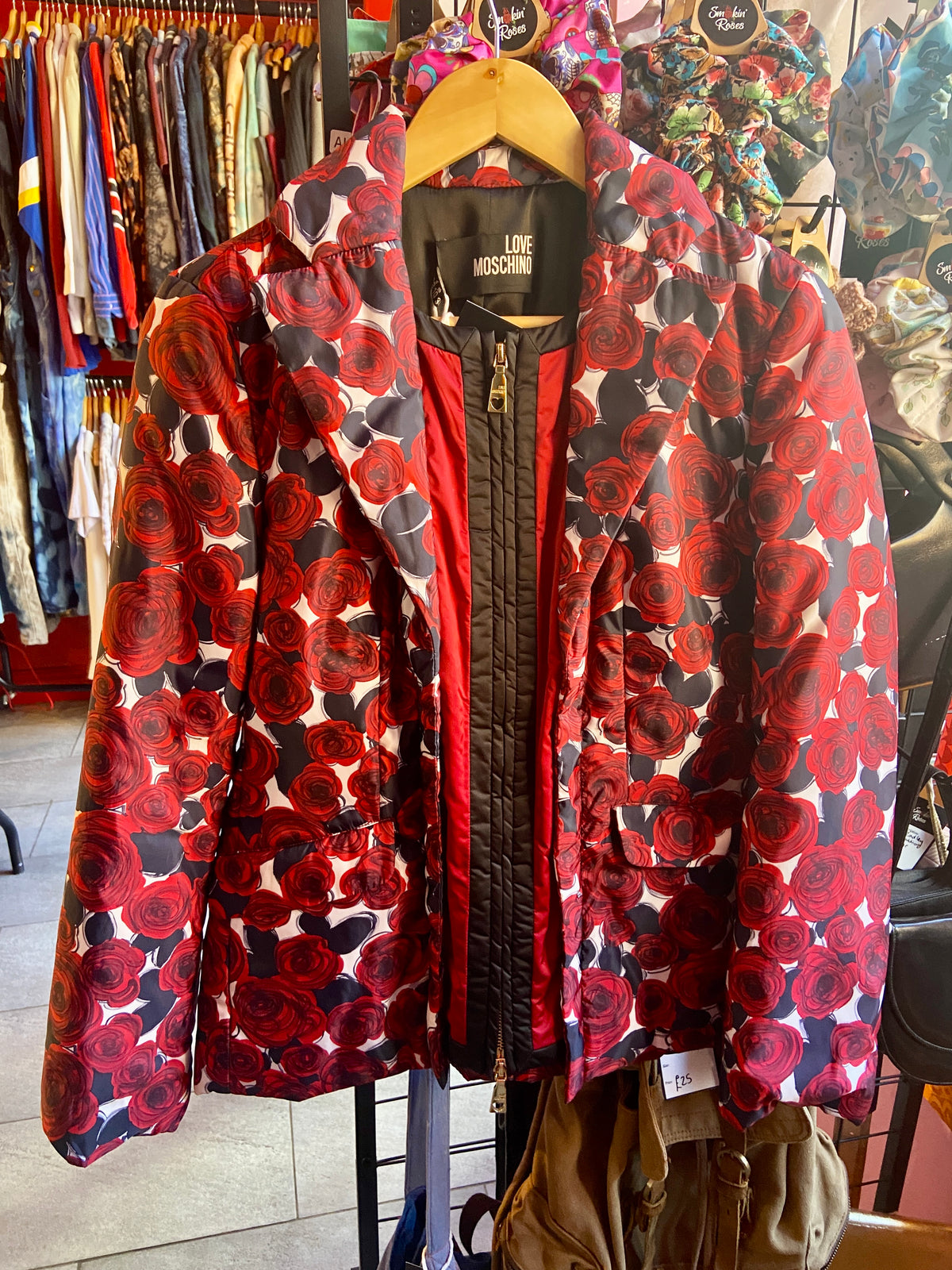 Padded Rose Print Jacket by Love Moschino