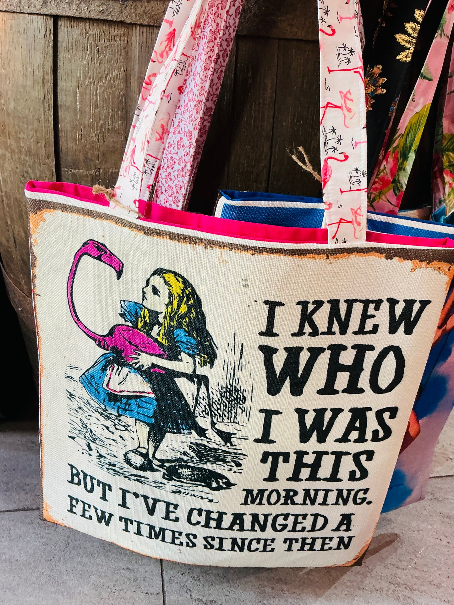Handmade Alice in Wonderland Vintage Fabric Tote Bag