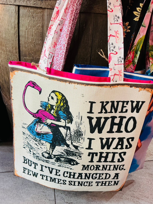 Handmade Alice in Wonderland Vintage Fabric Tote Bag