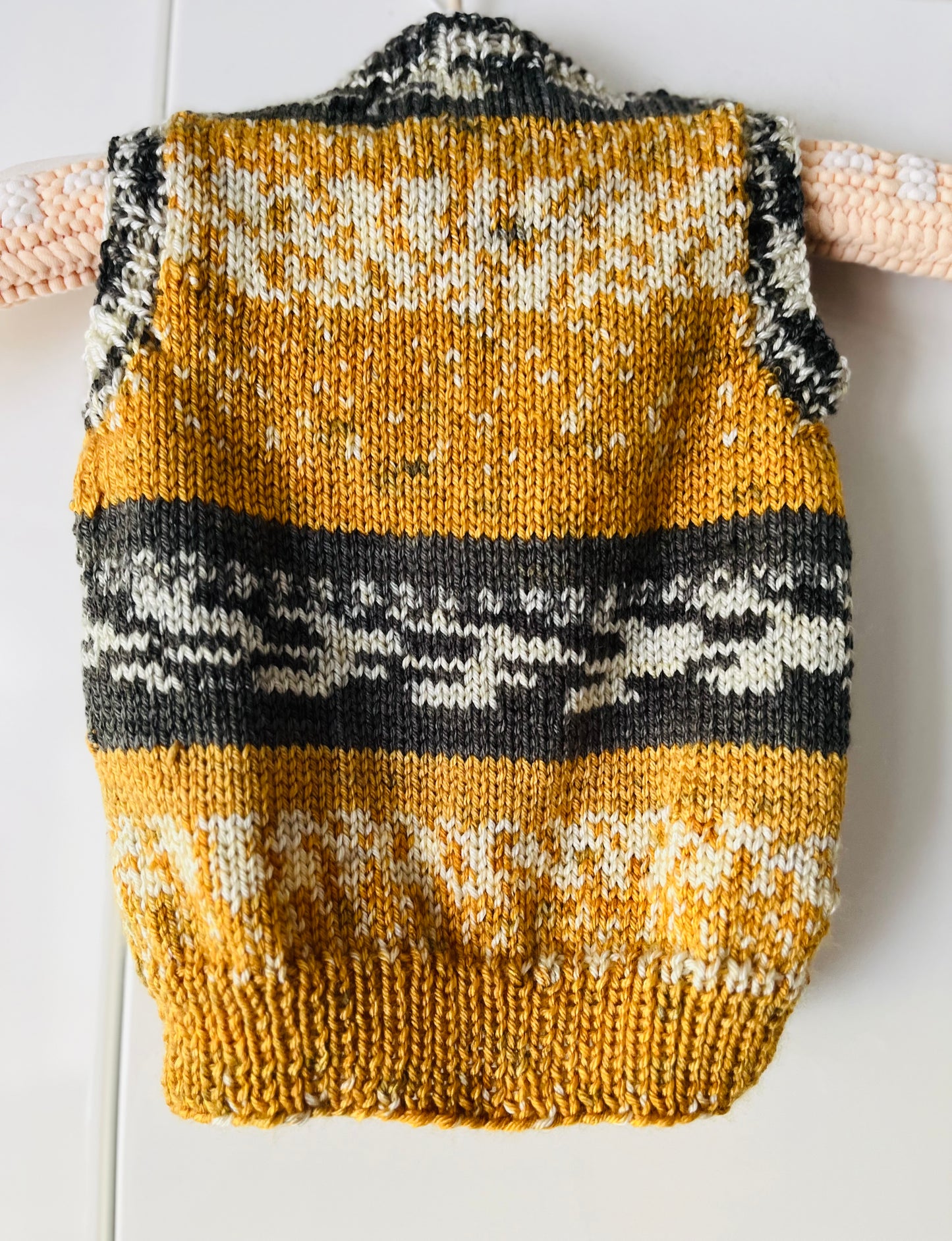 Mustard and Grey Mini Me Hand Knitted Vest