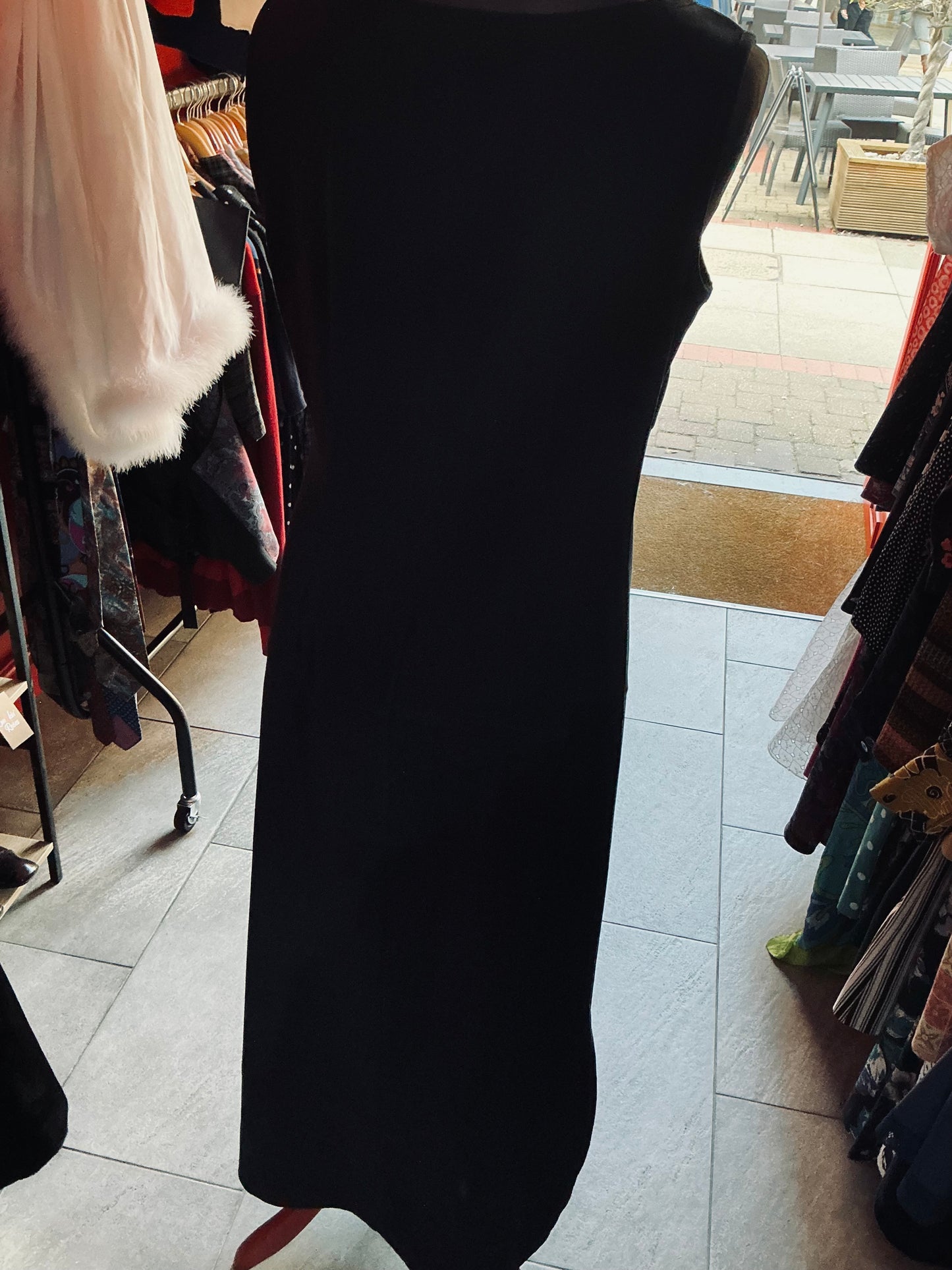 1990s Next Black Suede Style Sleeveless Maxi Dess