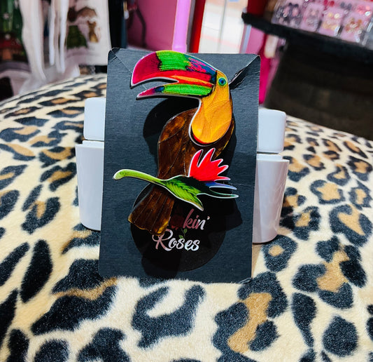 Handmade Acrylic Toucan Brooch