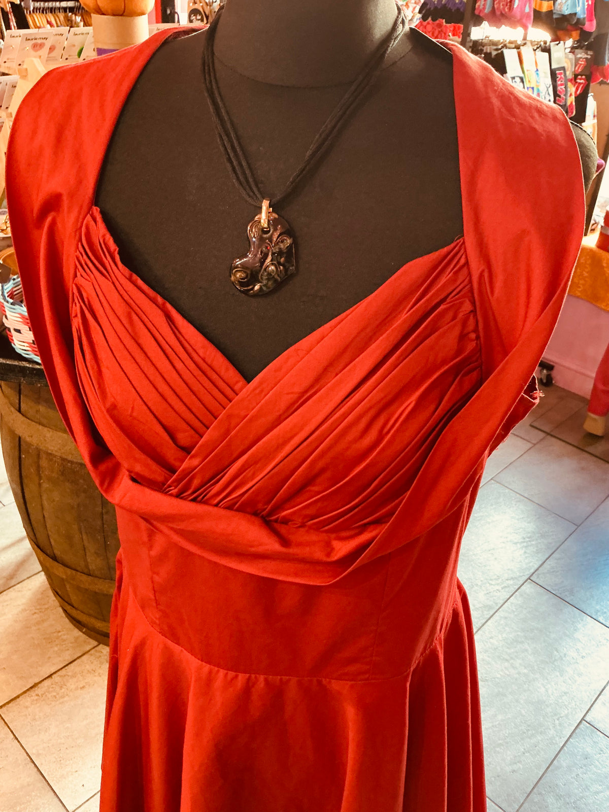 Deep Red 50s Style Black Butterfly Swing Dress