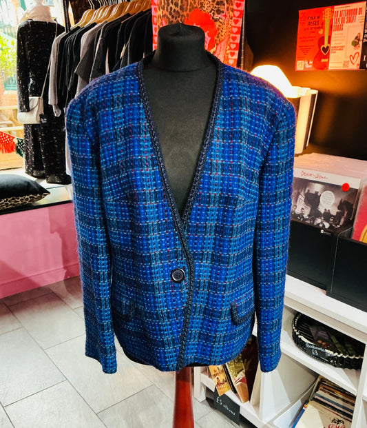 1980s Easter Blue Checked Blazer