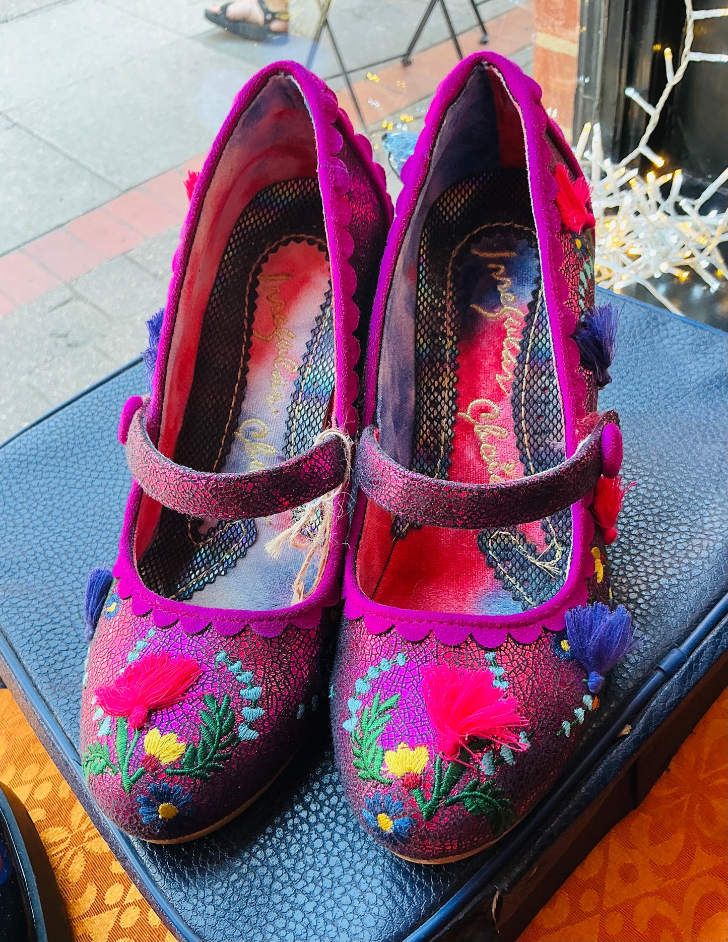 Magenta Pink Glittery Irregular Choice Heels