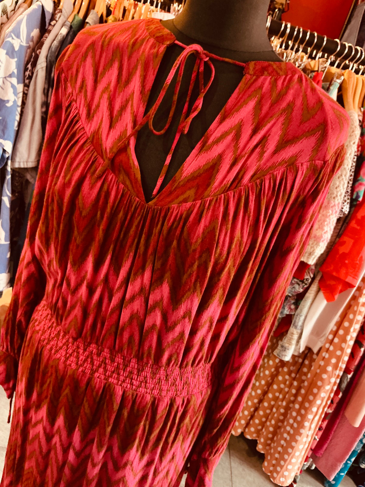 70s Boho Style Magenta Pink Hush Maxi Dress