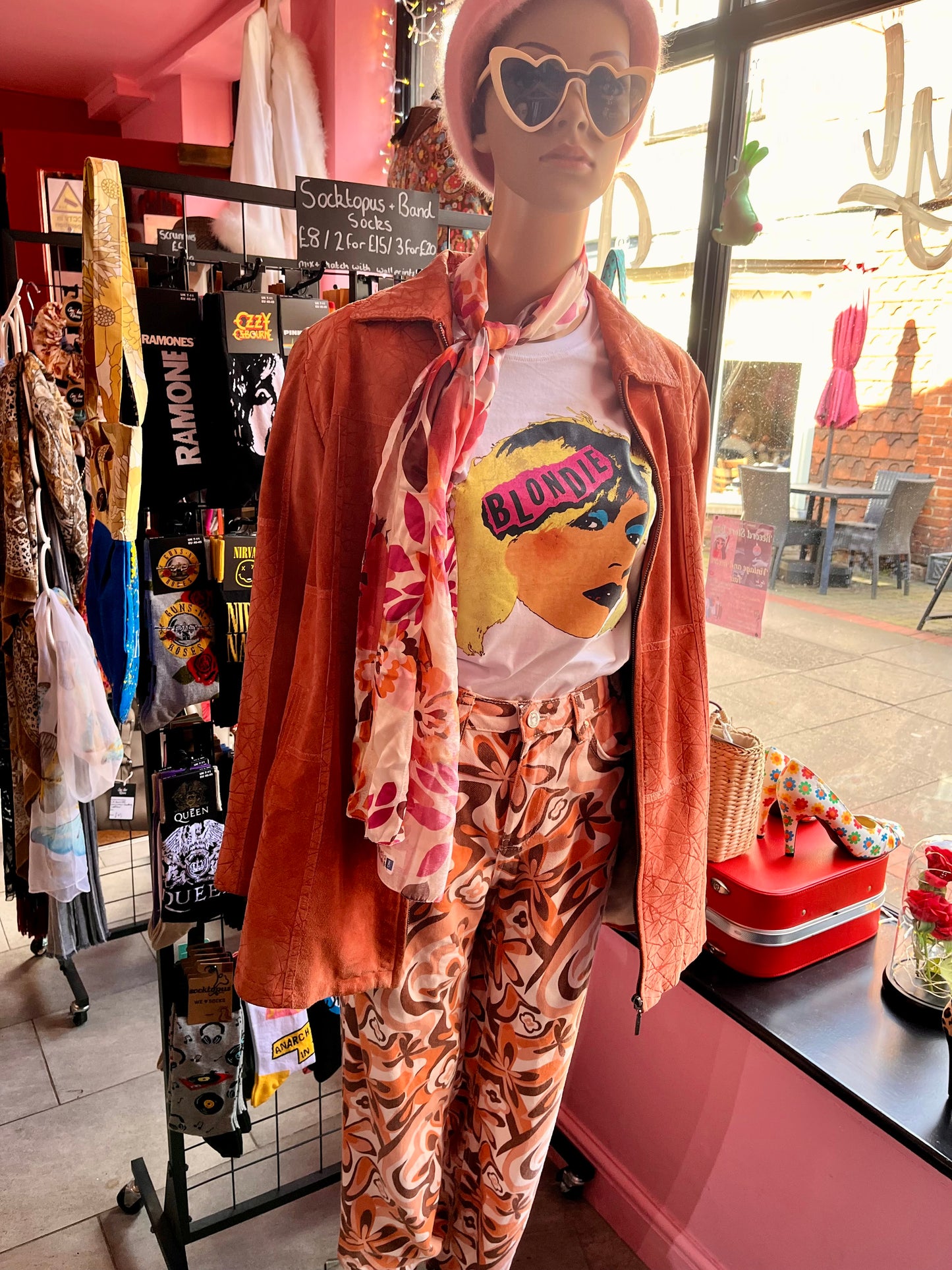 1960s Orange Retro Floral Jeans