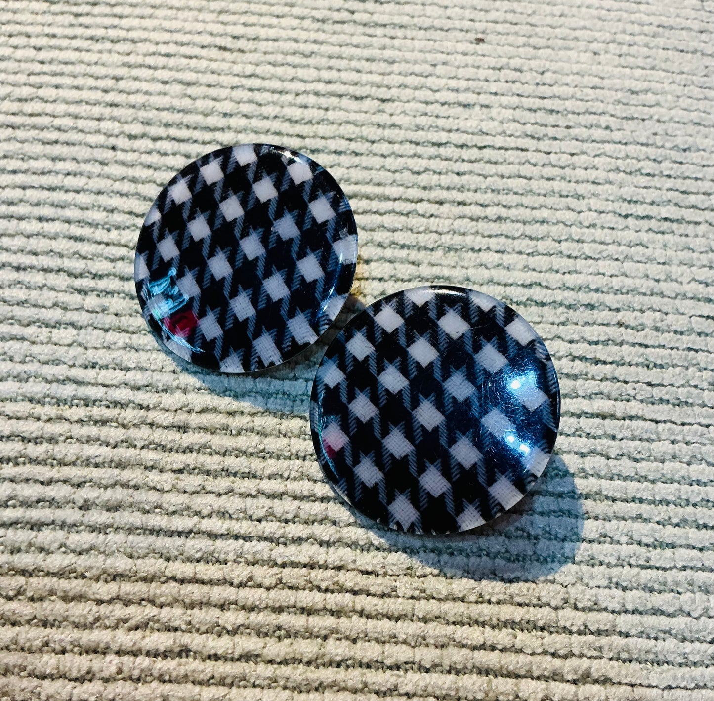 1960s Style Dogtooth Large Stud Earrings