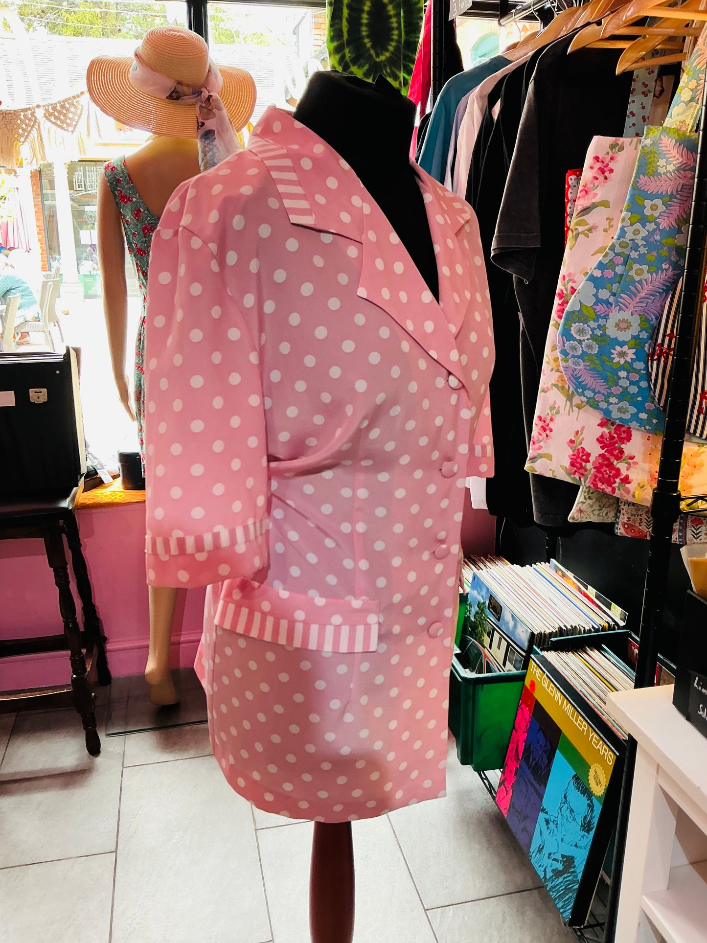 1980s Vintage Nicki Ferrari Pink Polka Dot Mini Dress