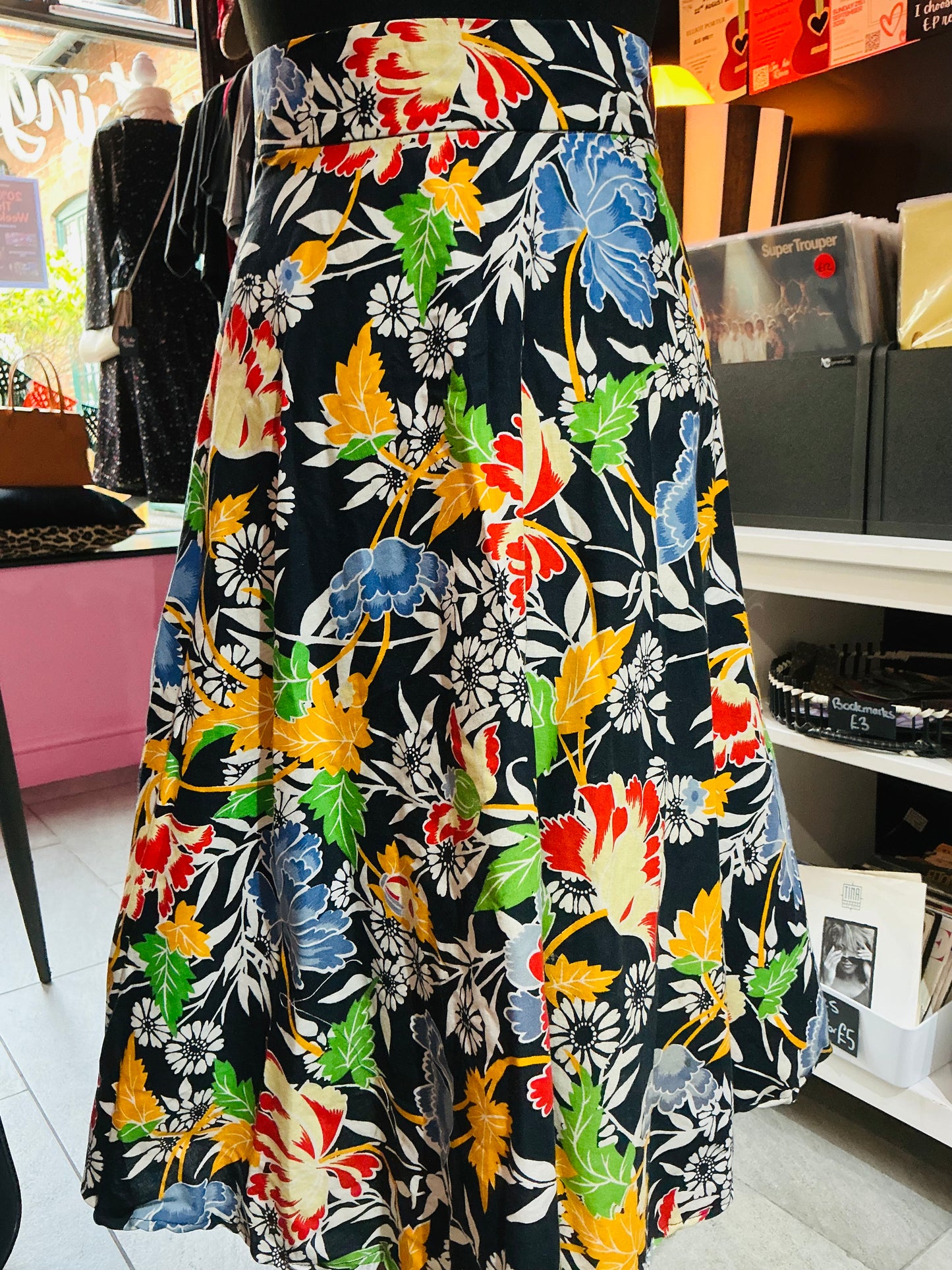 1950s Vintage Floral Circle Skirt