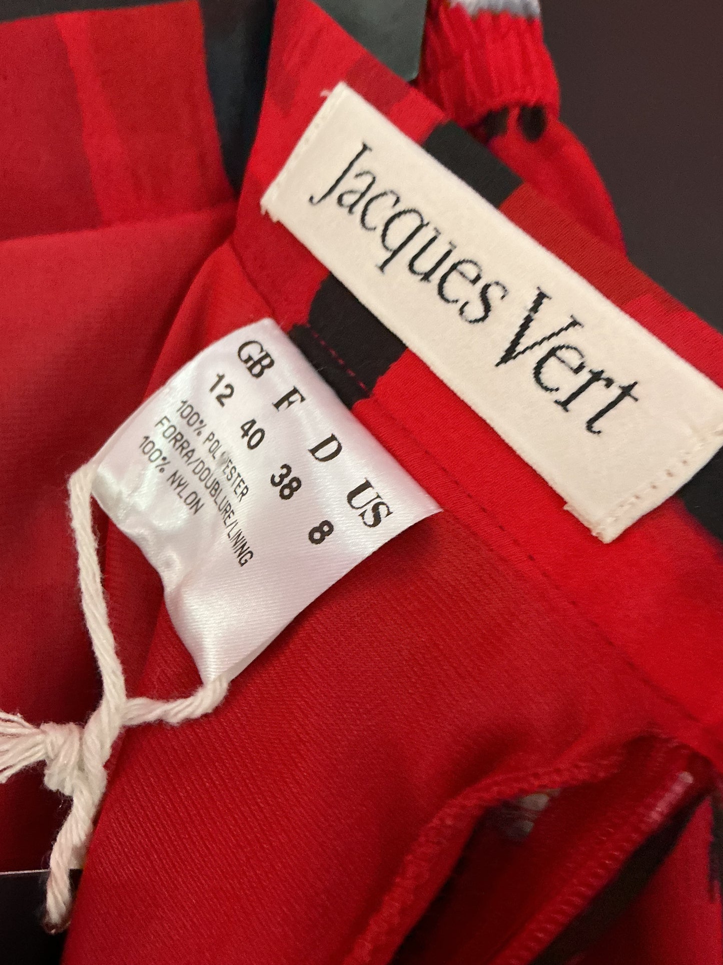 Vintage Jacques Vert Red & Black Skirt