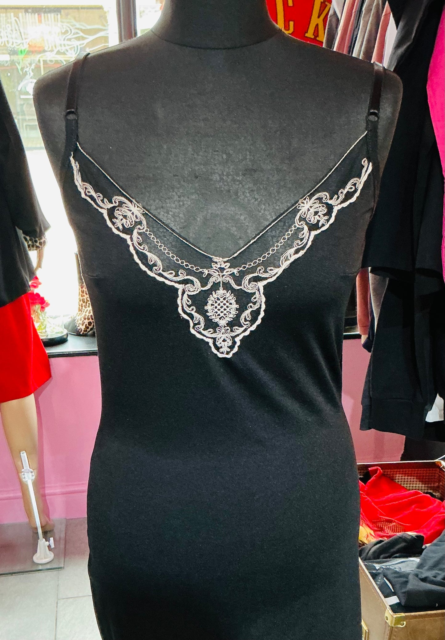 1990s Vintage Black Strappy Dress