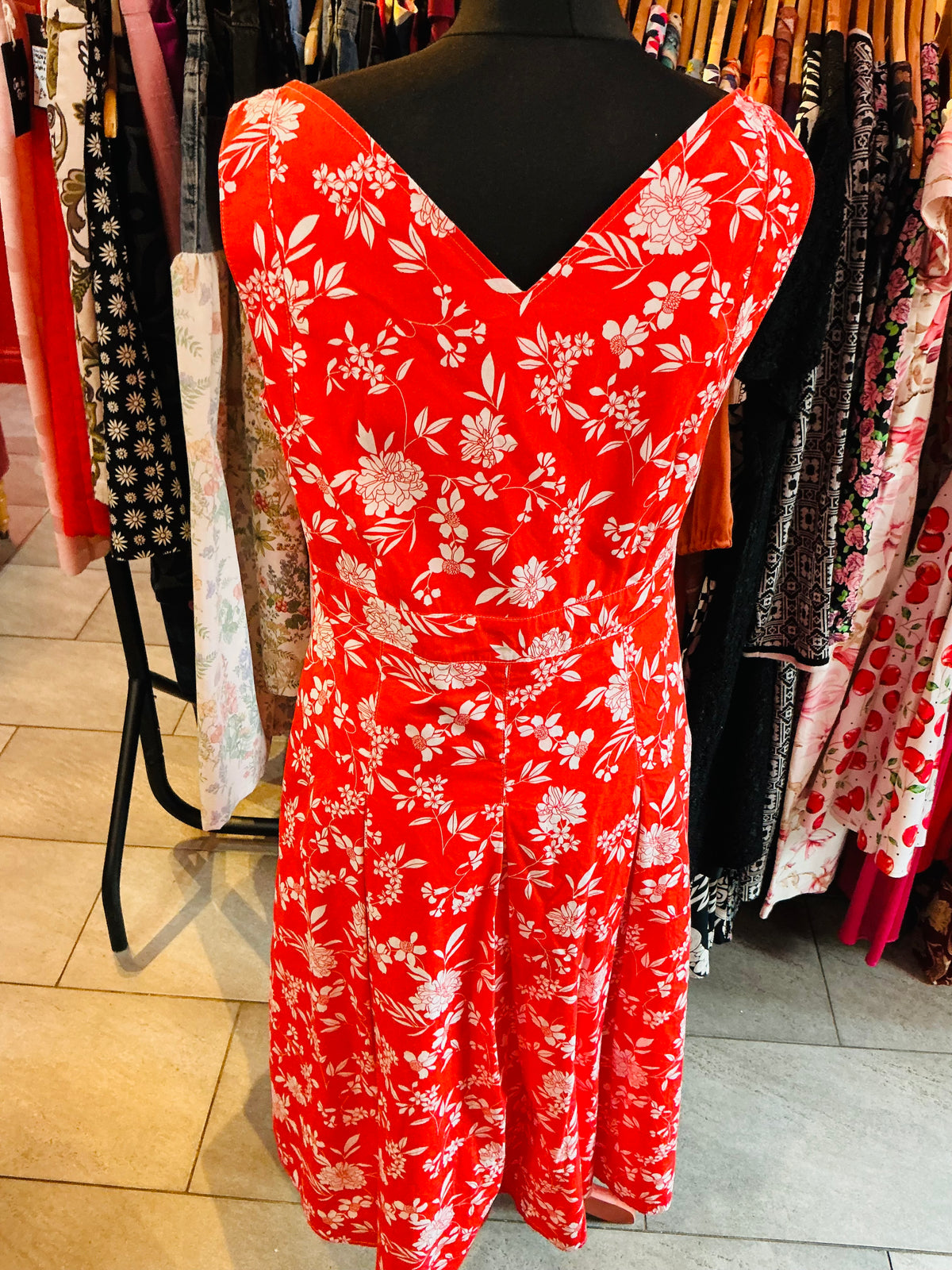 Red and White Floral Joe Browns Tea Dress