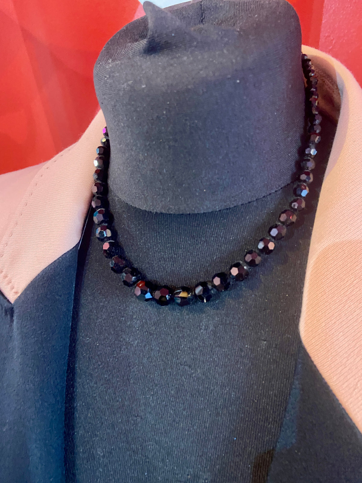 Reflective Black Beaded Necklace