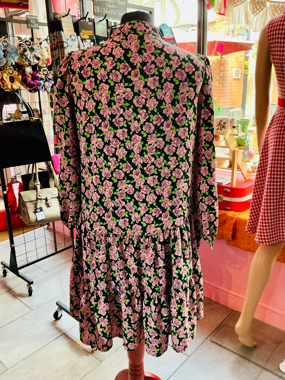 1980s Vintage Pink Rose Babydoll Dress