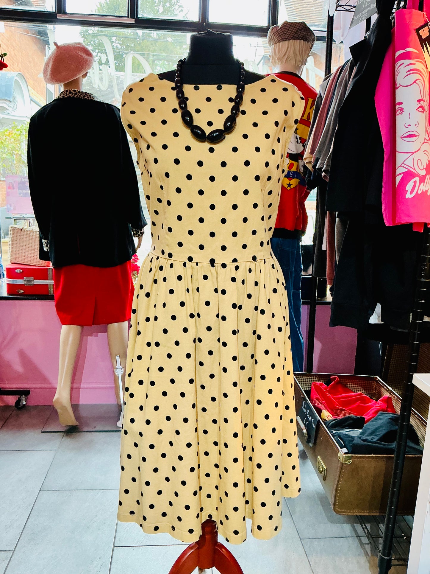 1950s Style Yellow and Black Lindy Bop Swing Dress