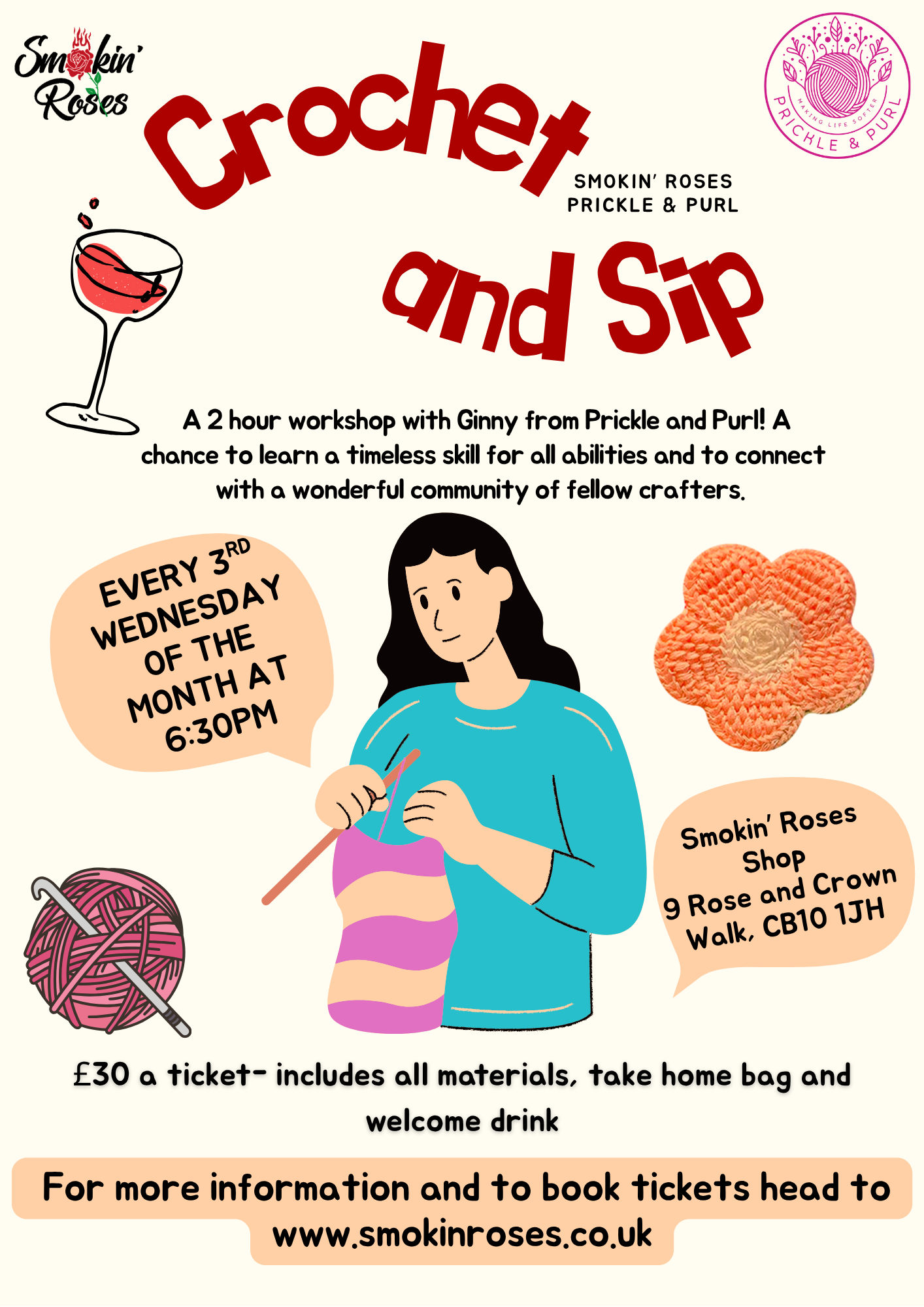 Crochet and Sip- Every 3rd Wednesday of the month