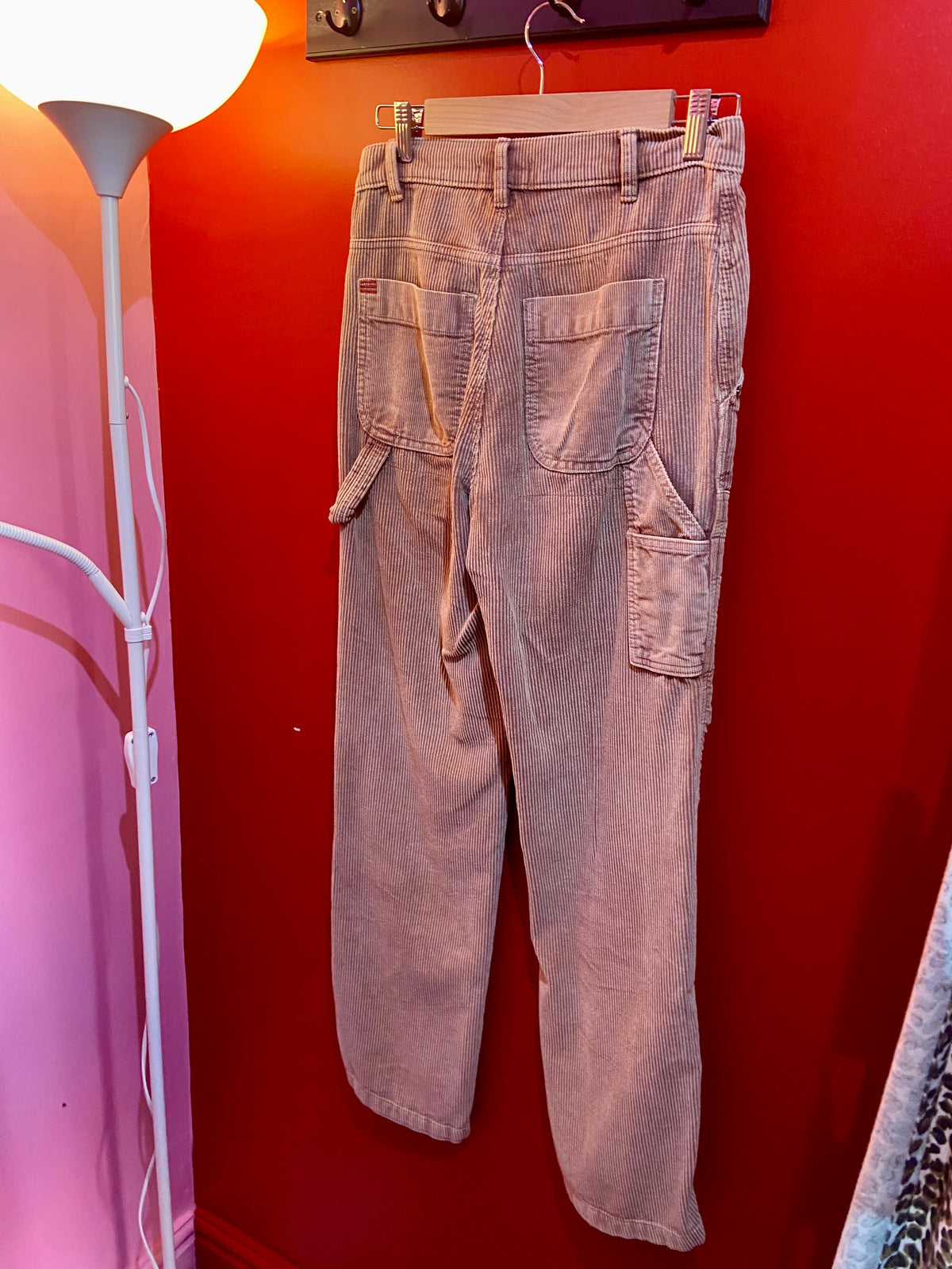 Beige Corduroy Trousers with Cargo Style Pockets