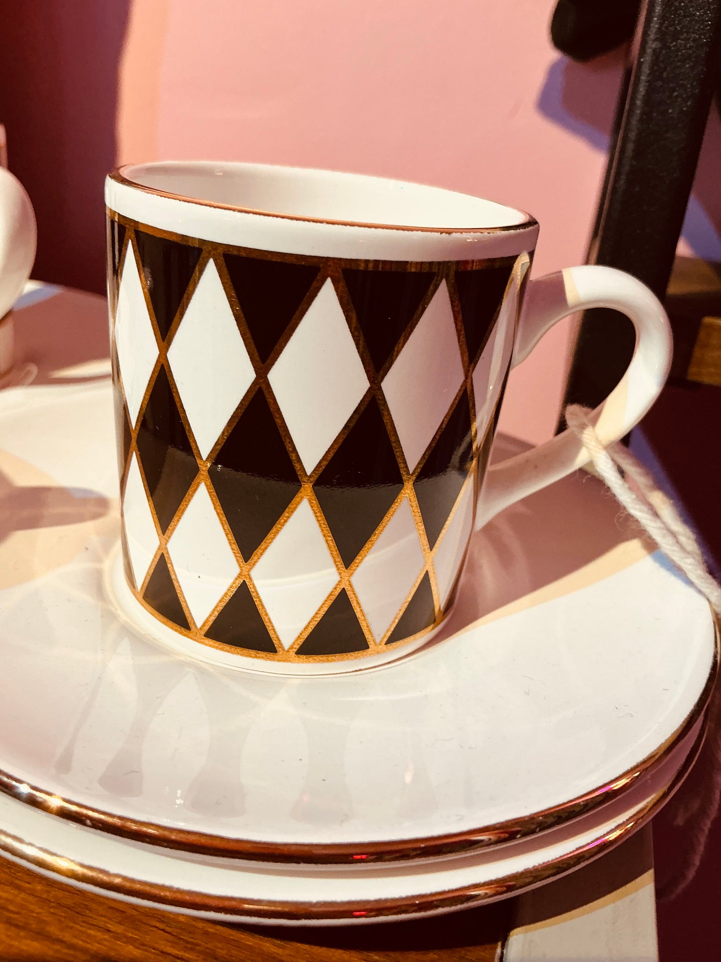Vintage 1970s Monochrome Set of 4 Hornsea Pottery Silhouette Espresso Coffee Cups and Saucers
