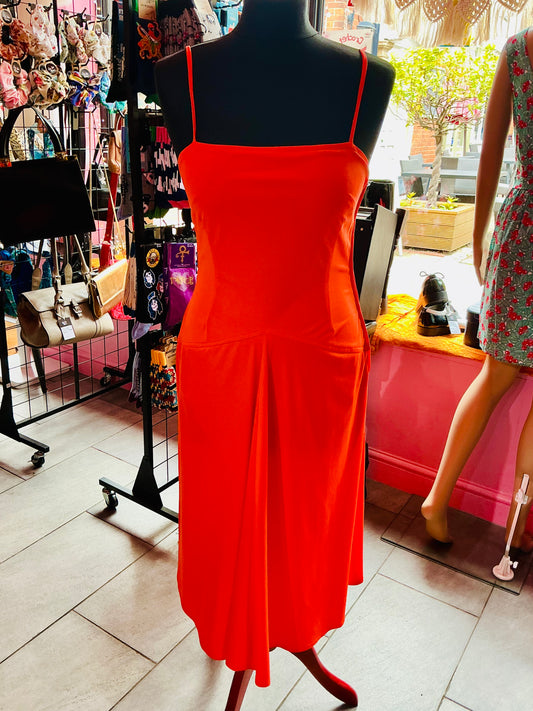 1960s Vintage Frank Usher Orange Strappy Summer Dress