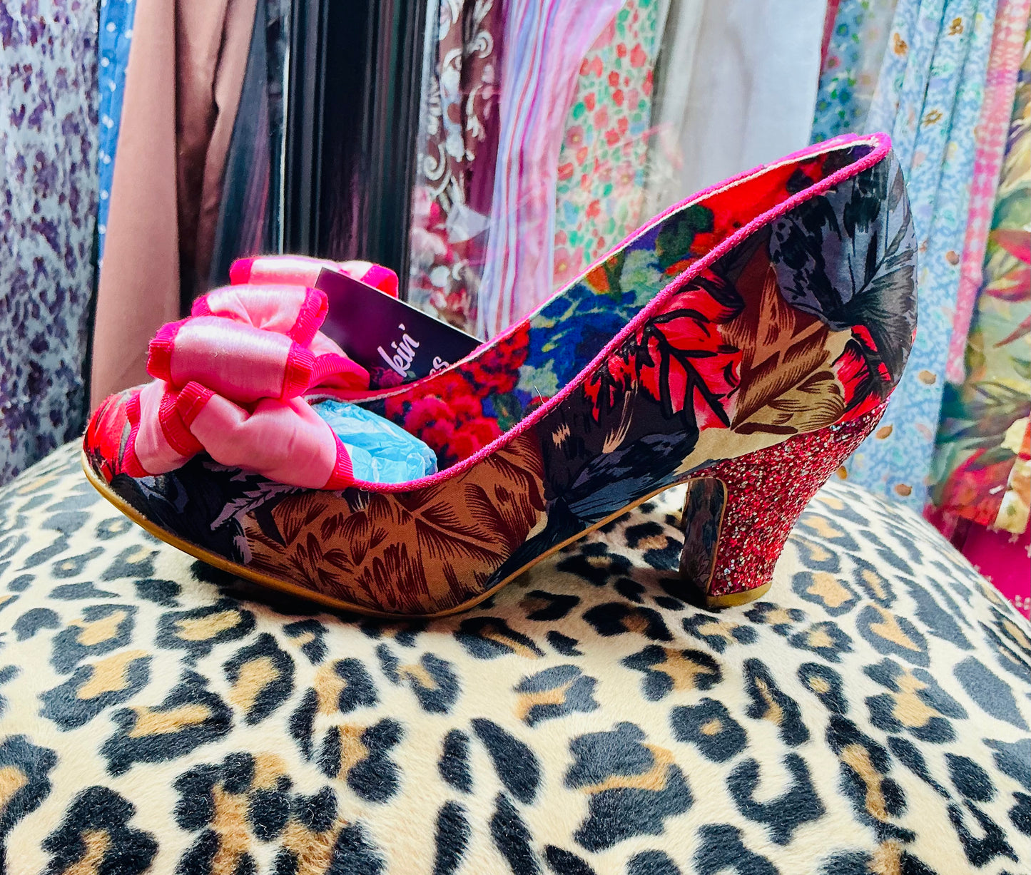 Irregular Choice Pink Glittery Bow Kitten Heels