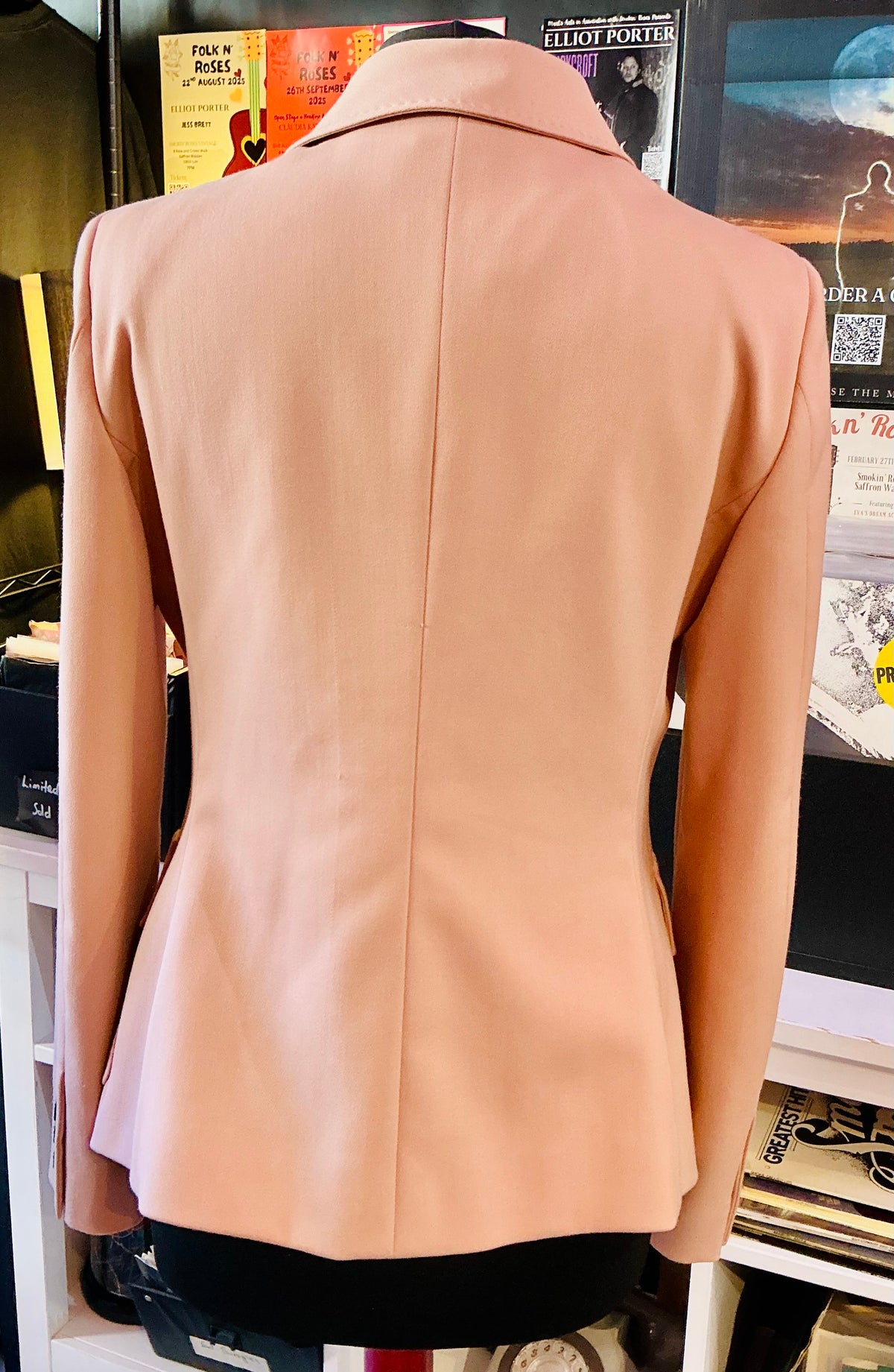Moschino pale pink / black designer blazer jacket