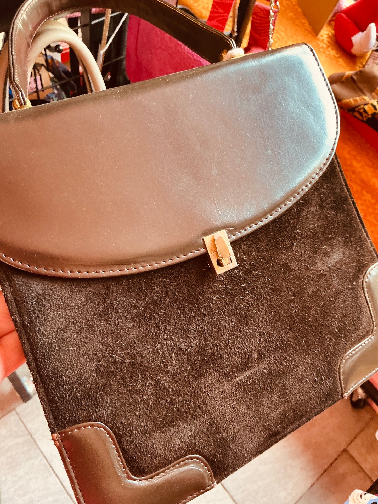 1970s Vintage Jane Shilton Brown Suede Handbag