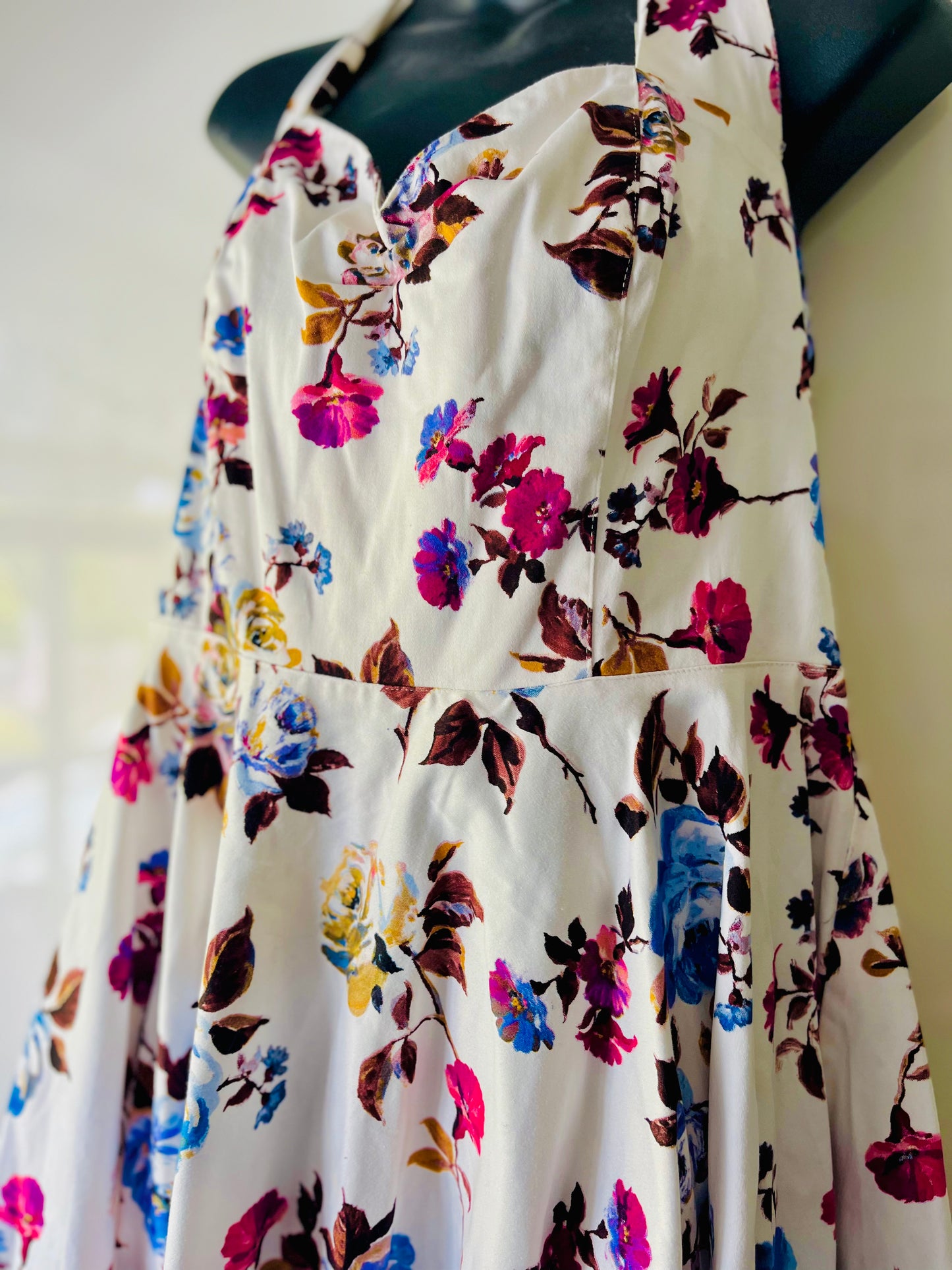 Colourful Rose Halterneck Summer Dress