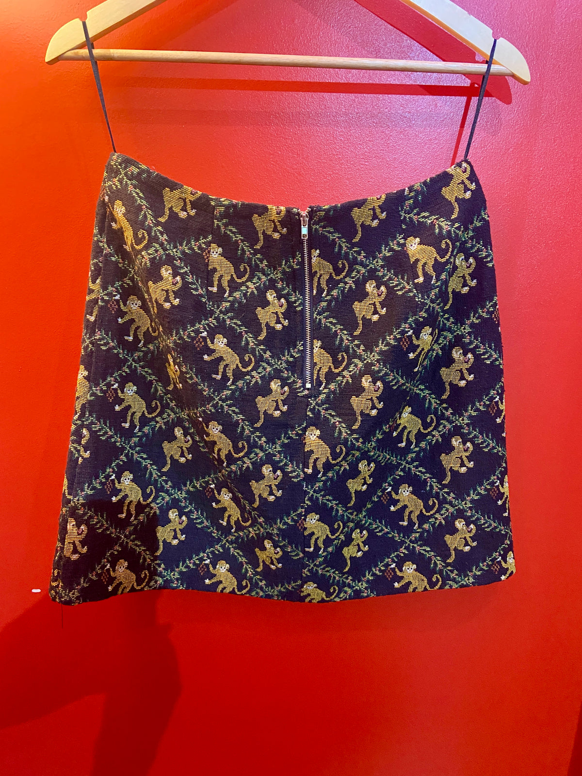 Monkey Print Patchwork Style Mini Skirt