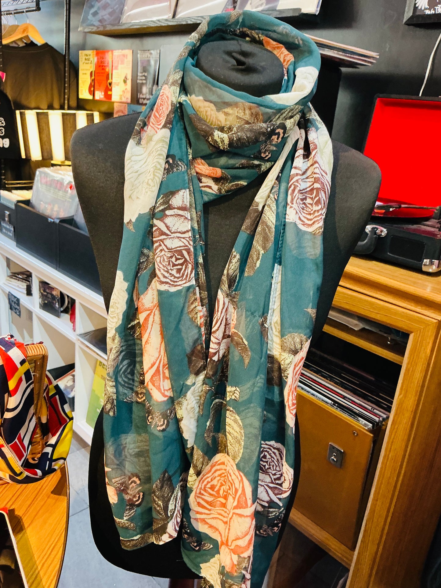 Green Floral Scarf