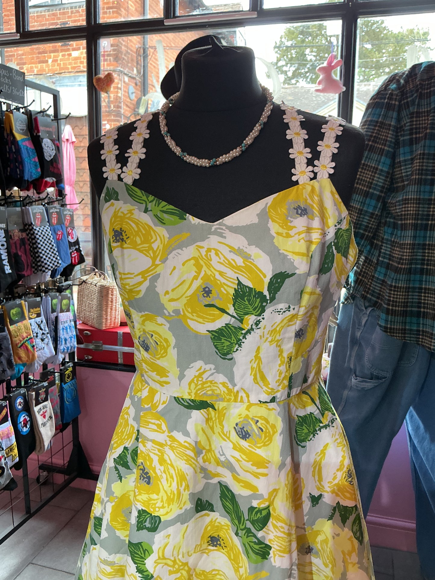 1950s Vintage Horrockses Yellow Rose Swing Dress