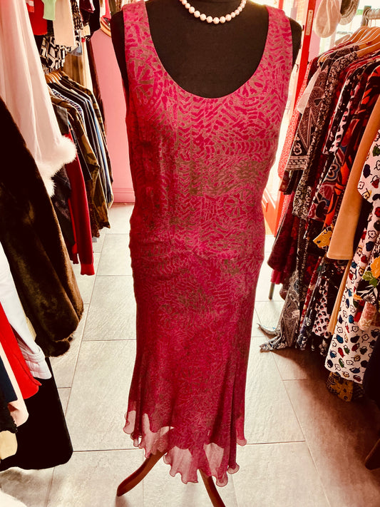 1990s Vintage Claudia Sträter Magenta Pink Maxi Cocktail Dress