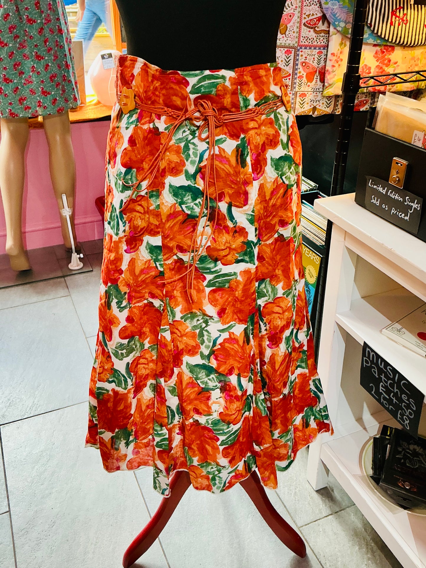 Sarah Hamilton Orange Floral Vintage Skirt