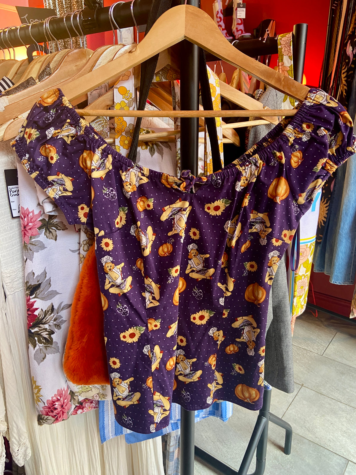 Collectif Pin Up & Pumpkin Patterned Top