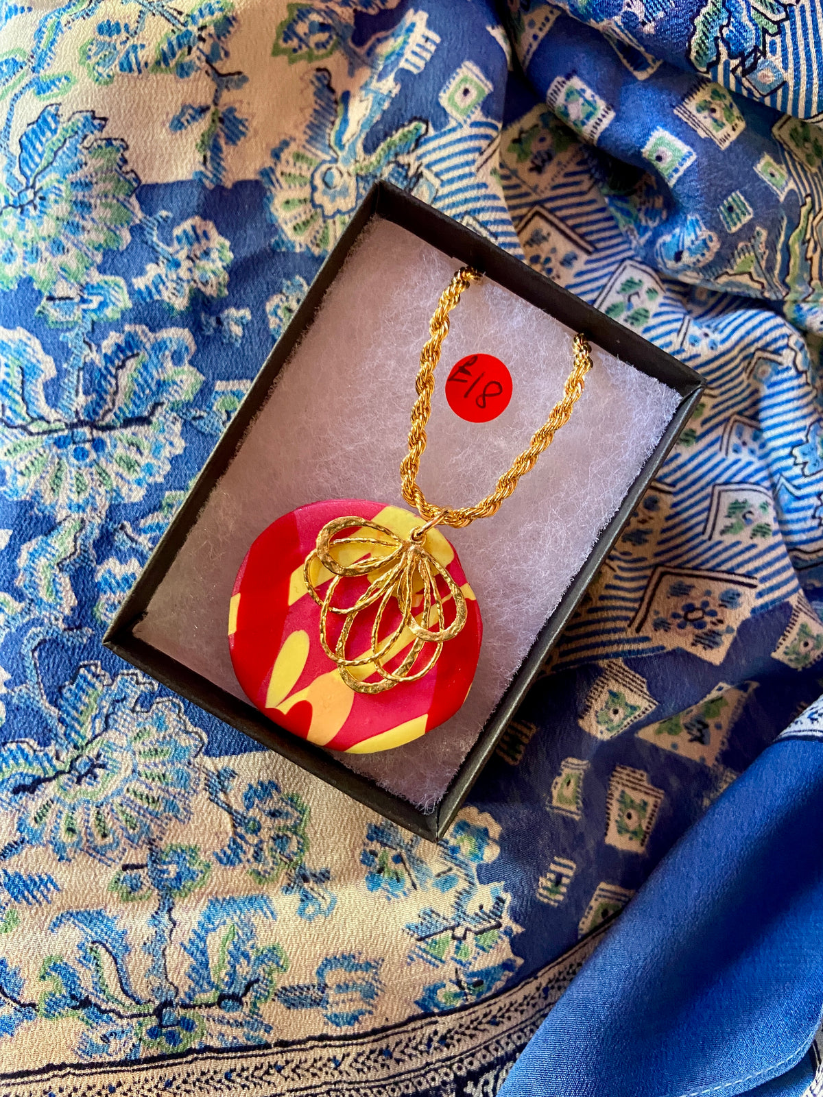 Handmade Red Pendant Necklace by Laurie May