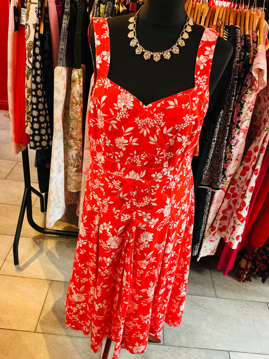 Red and White Floral Joe Browns Tea Dress