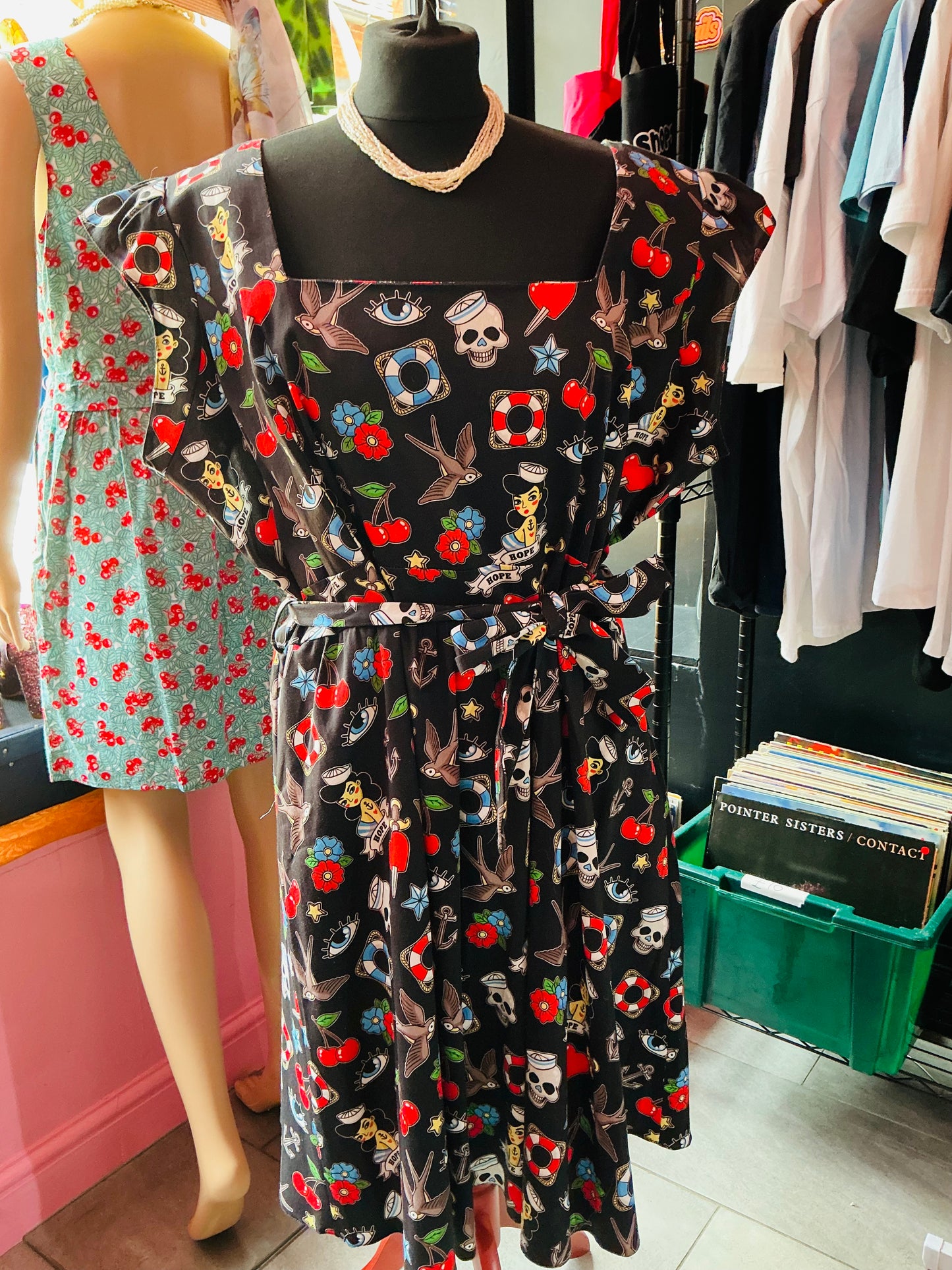 1950s Rockabilly Tattoo Print Lady Vintage Swing Dress