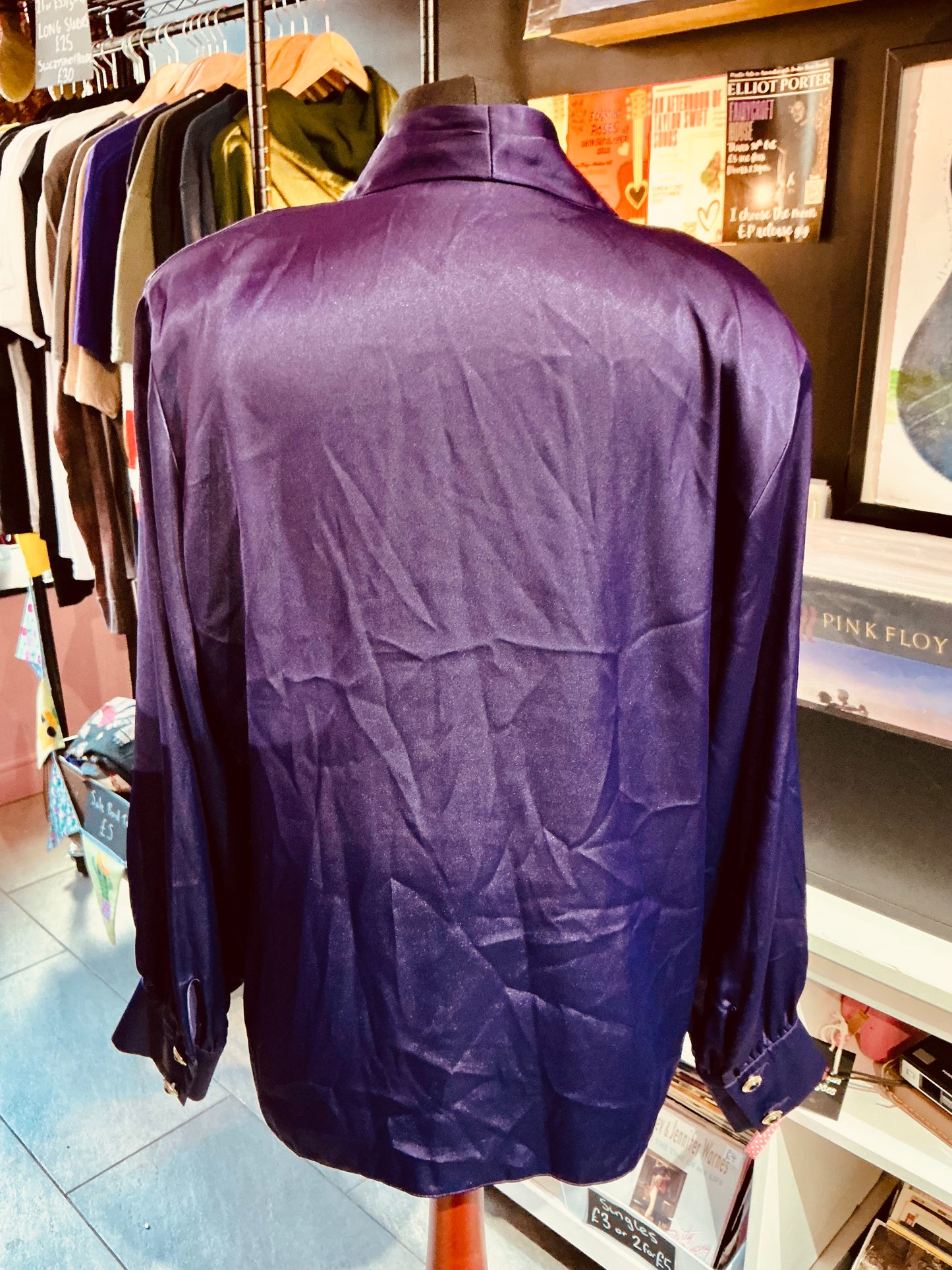1980s Vintage Purple Satin St Michael Blouse
