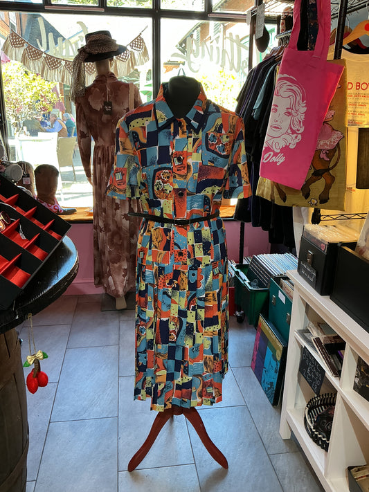 1980s Vintage Riddella Babydoll Dress & Belt