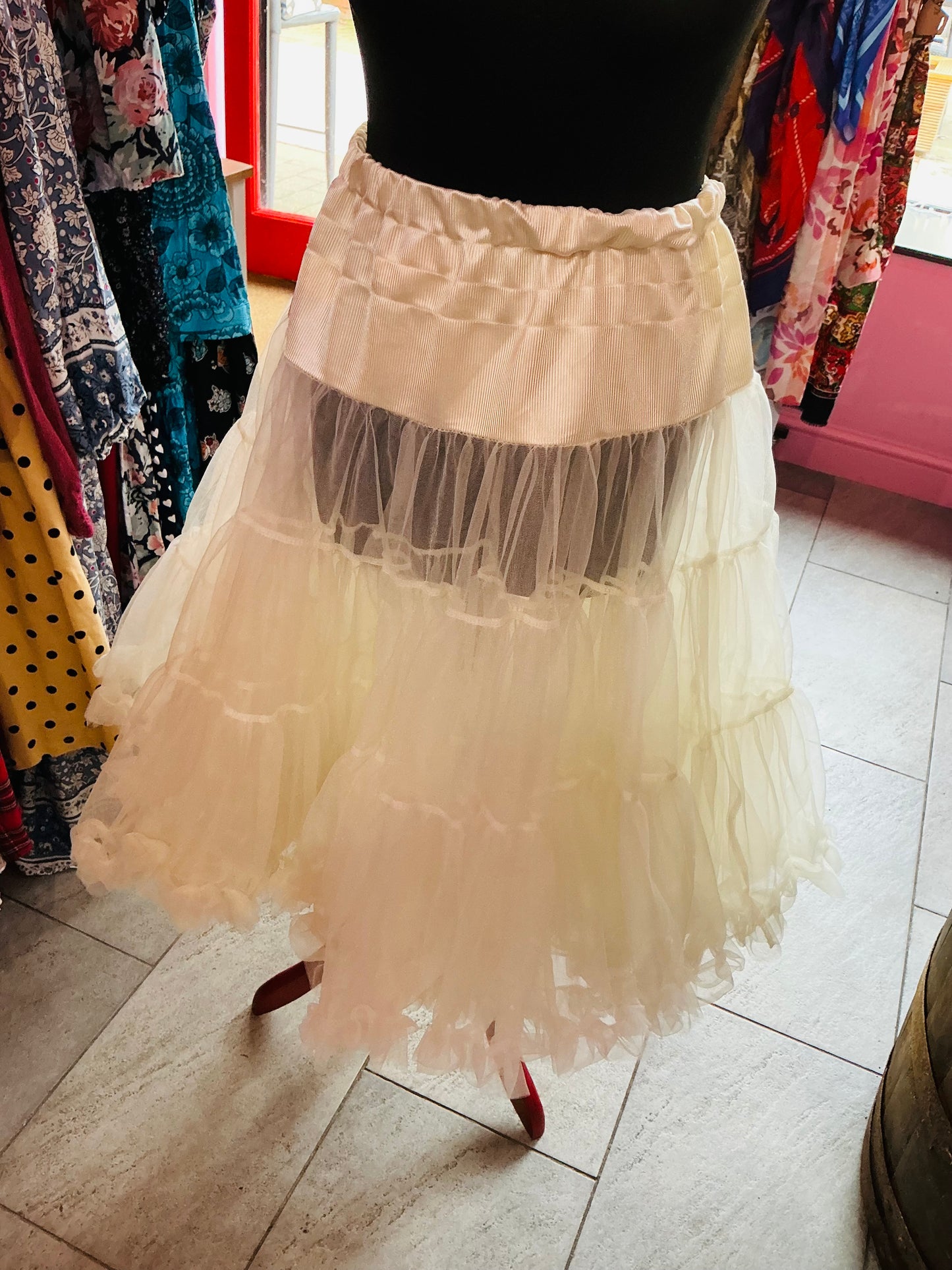 Hearts and Roses White Net Petticoat