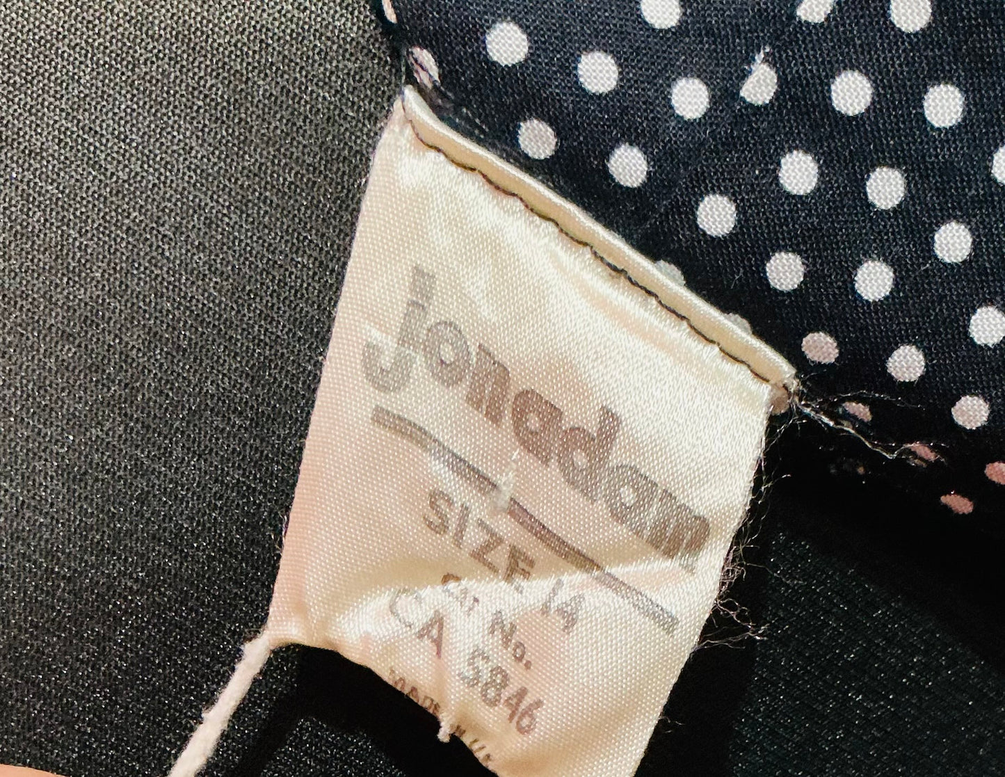 1980s Jon Adam Navy and White Polka Dot Over shirt and Skirt Set