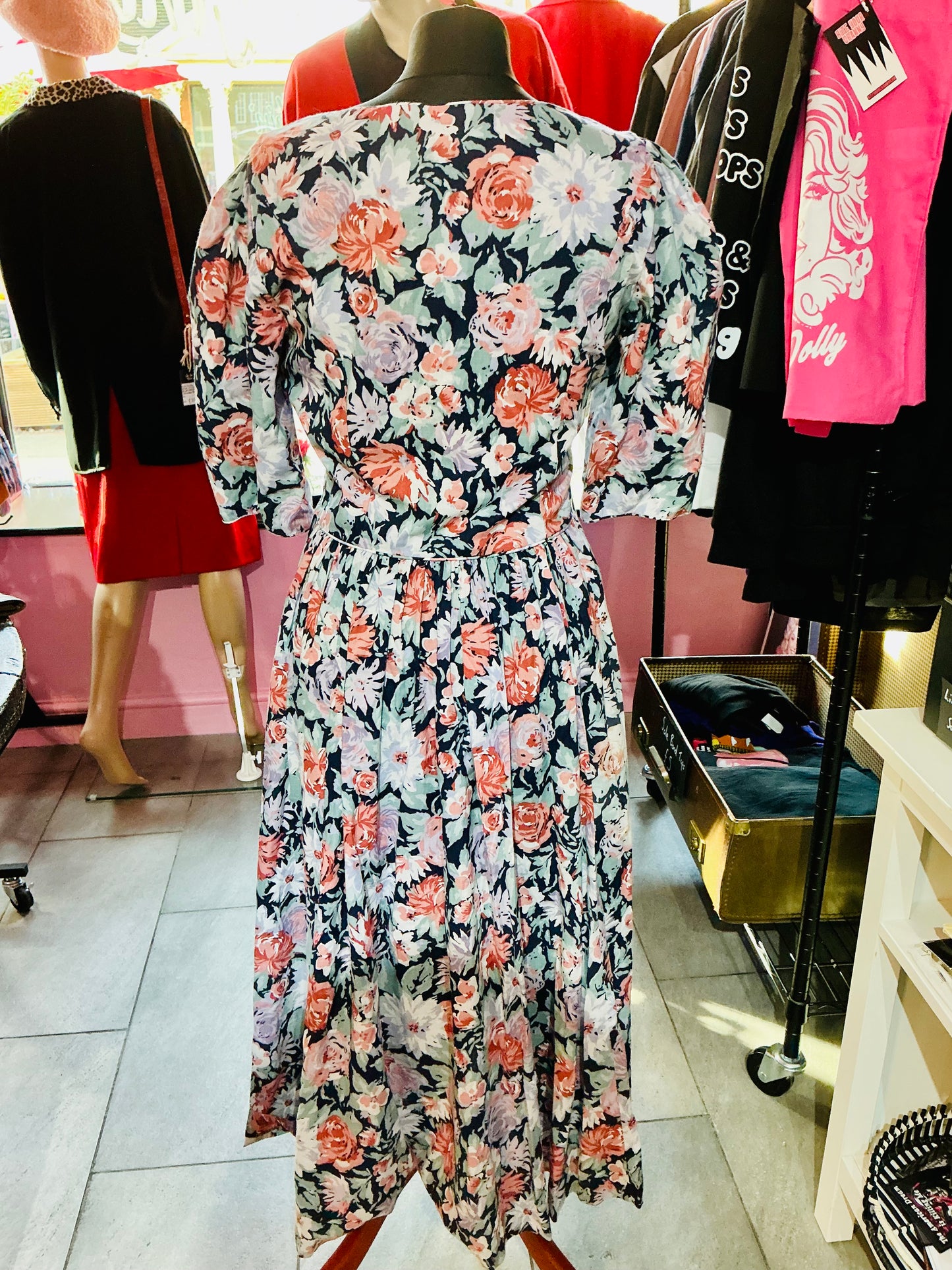 1980s Vintage Laura Ashley Floral Tea Dress