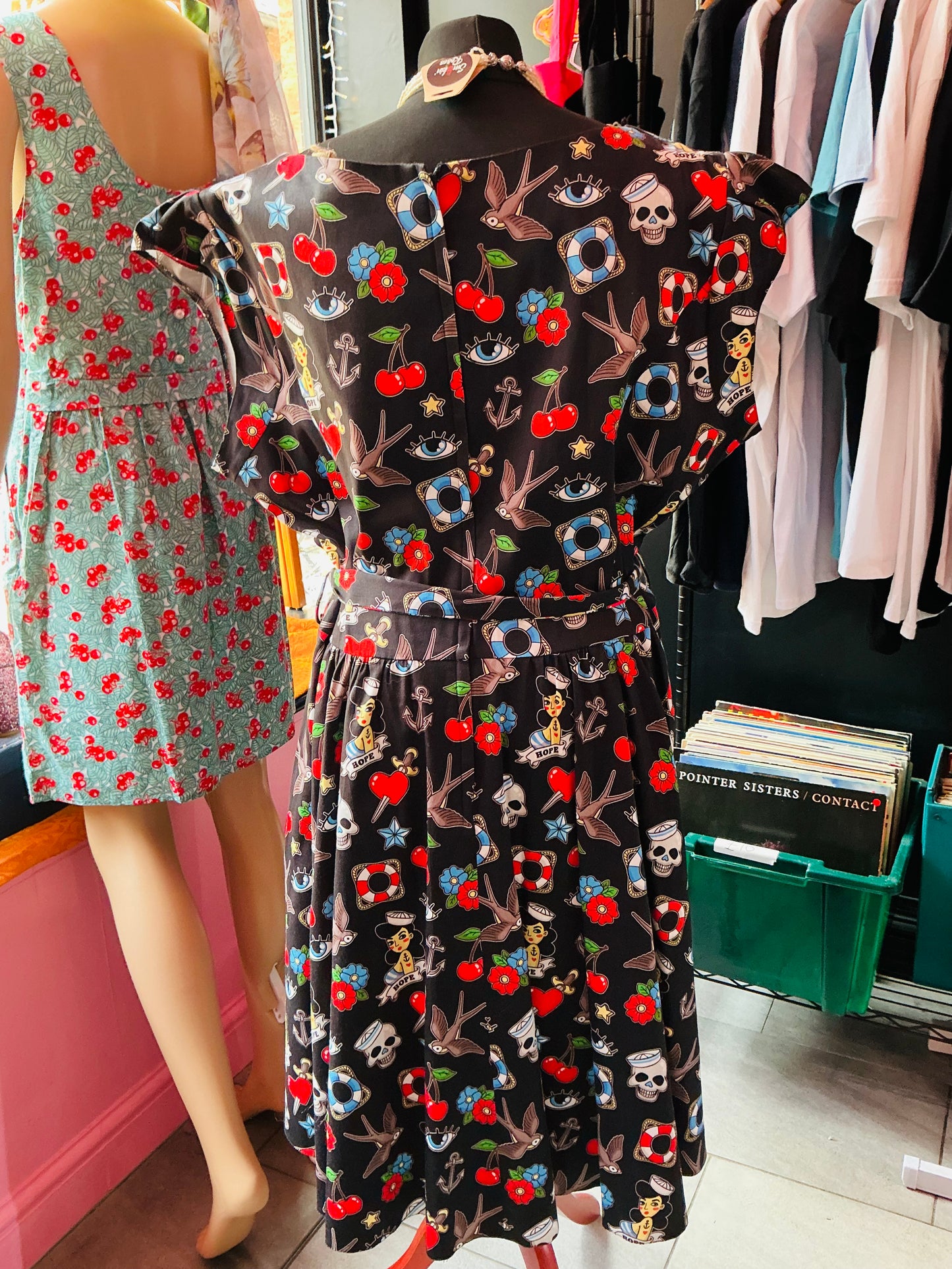 1950s Rockabilly Tattoo Print Lady Vintage Swing Dress