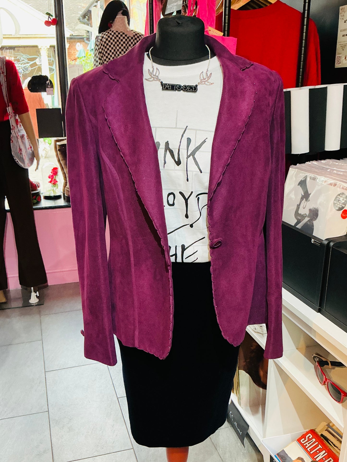 1990s Vintage Jacques Vert Purple Suede Blazer